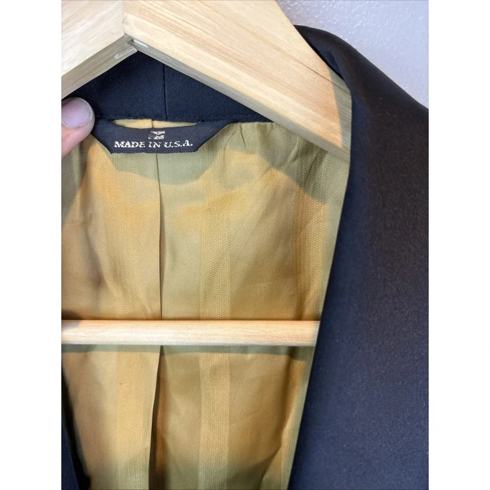 Chaps Ralph Lauren Double‎ Breasted Blazer Size 40XL Black Wool Vintage